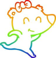 arcobaleno gradiente di disegno femminile orso polare in esecuzione vettore