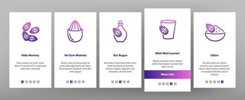 le icone di onboarding dell'alimento naturale della mandorla hanno messo il vettore