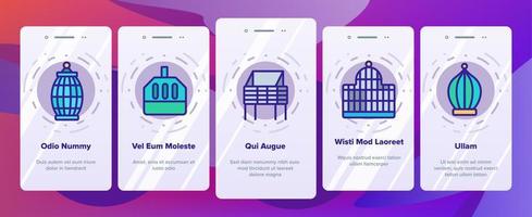 icone di onboarding per animali domestici della gabbia impostano il vettore