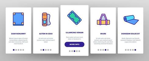 set di icone per l'onboarding dell'accessorio per tappetino yoga vettore