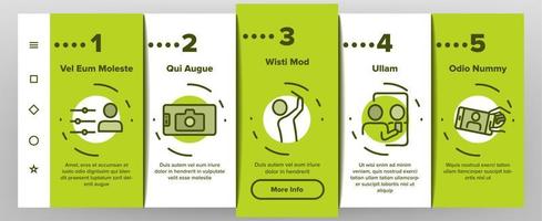 le icone di onboarding della fotocamera per selfie impostano il vettore