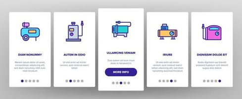 Le icone di onboarding del dispositivo del compressore d'aria impostano il vettore