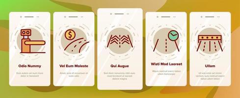 pedaggio autostrada onboarding icone imposta vettore