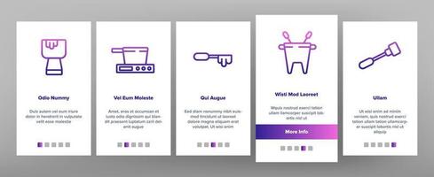 set di icone per l'onboarding dell'attrezzatura per fonduta vettore