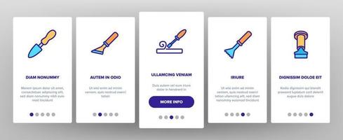 scalpello strumento di falegnameria onboarding icone imposta vettore