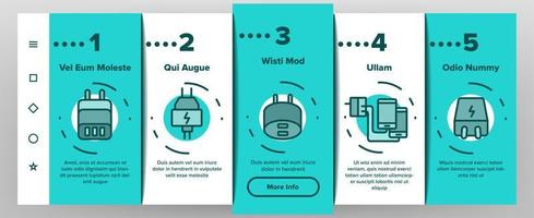 le icone di onboarding del dispositivo di energia del caricatore impostano il vettore