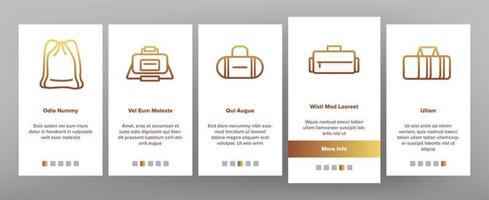 icone di onboarding accessorio borsa da palestra impostare il vettore