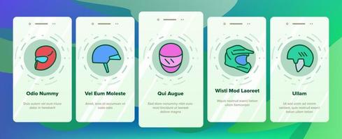 set di icone per l'onboarding dell'accessorio del pilota del casco vettore