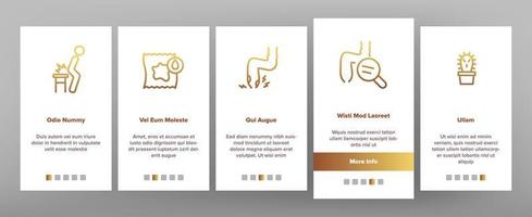 le icone di onboarding della malattia delle emorroidi impostano il vettore