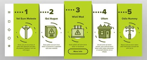 le icone di onboarding dell'elettricità della linea elettrica impostano il vettore