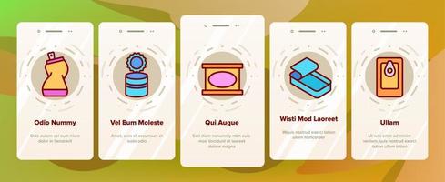 icone di onboarding del contenitore di latta impostate il vettore