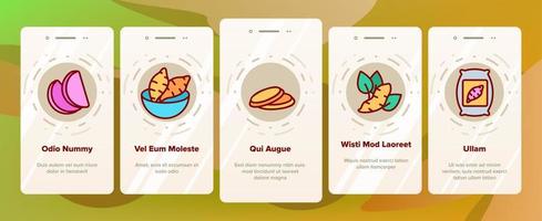 set di icone di onboarding batata di patate dolci vettore