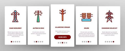 le icone di onboarding dell'elettricità della linea elettrica impostano il vettore