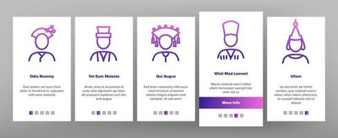 le icone di onboarding delle persone del mondo etnico impostano il vettore