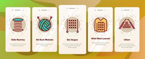 gomitolo di filato per lavorare a maglia le icone di onboarding impostano il vettore