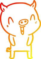 caldo gradiente di disegno maiale felice cartone animato vettore