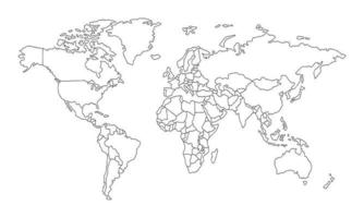 sfondo bianco della mappa del mondo con design al tratto vettore