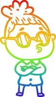 arcobaleno gradiente disegno donna cartone animato con gli occhiali vettore