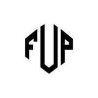 design del logo della lettera fup con forma poligonale. design del logo a forma di poligono e cubo fup. fup esagono modello logo vettoriale colori bianco e nero. monogramma fup, logo aziendale e immobiliare.