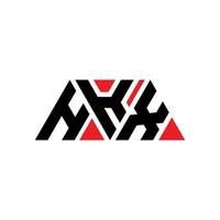 design del logo della lettera del triangolo hkx con forma triangolare. monogramma di design del logo del triangolo hkx. modello di logo vettoriale triangolo hkx con colore rosso. logo triangolare hkx logo semplice, elegante e lussuoso. hkx