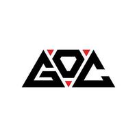 design del logo della lettera triangolare goc con forma triangolare. monogramma di design del logo del triangolo goc. modello di logo vettoriale triangolo goc con colore rosso. logo triangolare goc logo semplice, elegante e lussuoso. goc