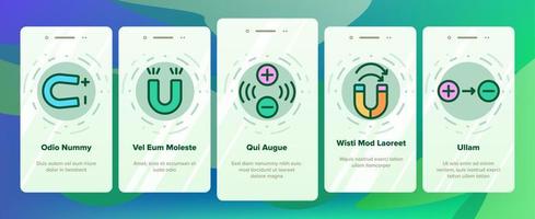 le icone di onboarding di potenza del magnete impostano il vettore