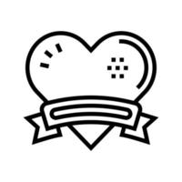 cuore con illustrazione vettoriale dell'icona della linea del logo del nastro