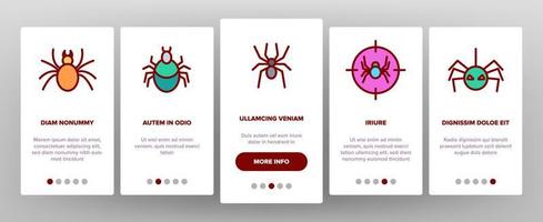 le icone di onboarding della siluetta del ragno impostano il vettore