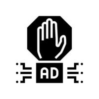 illustrazione vettoriale dell'icona del glifo della tecnologia del blocco pubblicitario