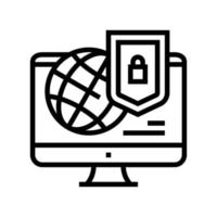 illustrazione vettoriale dell'icona della linea della password di internet di protezione mondiale