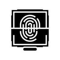 segno di illustrazione vettoriale dell'icona del glifo di accesso alle impronte digitali