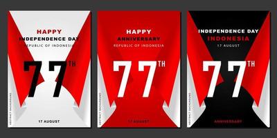 design del modello di bandiera indonesiana con concetto di colore sfumato bianco rosso. giorno dell'indipendenza della repubblica indonesiana. anniversario della repubblica indonesiana. 17 agosto del design del modello di banner dei social media. vettore