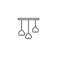 simbolo monocromatico di contorno disegnato in uno stile piatto con linea sottile. tratto modificabile. icona della linea di decorazione per la casa a forma di cuori vettore