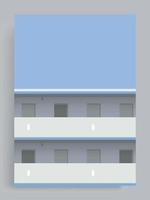 sfondo di copertina vettoriale semplice architettura minimalista. balcone dell'edificio per uffici dell'azienda. edifici, case, sobborgo, città. adatto per poster, copertine di libri, brochure, riviste, volantini, opuscoli.