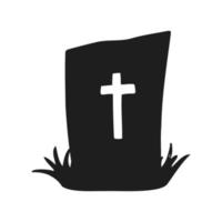 halloween 2022 - 31 ottobre. una festa tradizionale, la vigilia di tutti i santi, la vigilia di tutti i santi. Dolcetto o scherzetto. illustrazione vettoriale in stile doodle disegnato a mano. la tomba di un morto.