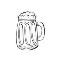oktoberfest 2022 - festa della birra. elementi di doodle disegnati a mano. festa tradizionale tedesca. contorno nero su sfondo bianco. boccali di birra in legno. vettore