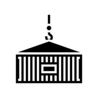 Illustrazione nera del vettore icona del glifo di caricamento del contenitore