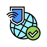 illustrazione vettoriale dell'icona del colore della protezione Internet mondiale