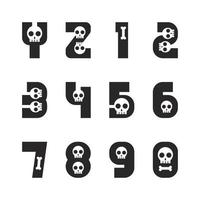 carattere di halloween. alfabeto tipografico con teschio spettrale e illustrazione horror. tipo di design per la celebrazione della festa. caratteri vettoriali di design.