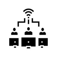 illustrazione vettoriale dell'icona del glifo della connessione internet wireless del lavoro di squadra