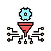 illustrazione vettoriale dell'icona del colore della filtrazione del processo di lavoro