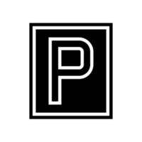 segno di parcheggio icona glifo vettore nero illustrazione