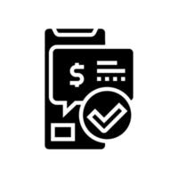 messaggio approvato pagamento icona glifo illustrazione vettoriale