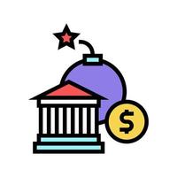 illustrazione vettoriale dell'icona del colore della bomba della banca