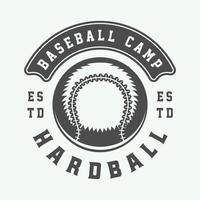 logo sport baseball vintage, emblema, distintivo, marchio, etichetta. grafica monocromatica. illustrazione vettore