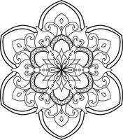 vettore di fiore di mandala cerchio bianco e nero pro