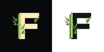 f disegno dell'icona del logo di bambù con lettere basate sulle iniziali creative del modello vettore