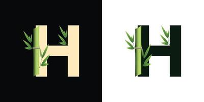 h design dell'icona del logo di bambù con lettere basate sulle iniziali creative del modello vettore