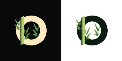 o Design dell'icona del logo in bambù con lettere basate sulle iniziali creative del modello vettore