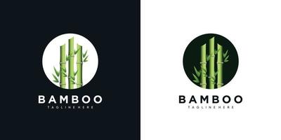 bambù logo icona design steli e foglie con modello creativo vettore